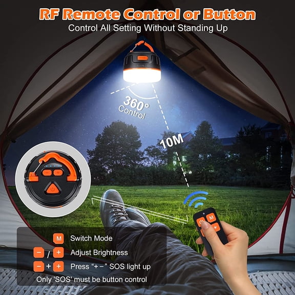 EFEMF-LED Camping Lantern Rechargeable with Remote Control - 1000LM 150H Runtime Tent Light, 5200mAh Water-Resistant Emergency Light for Hurricane Power Outages, Hiking Home