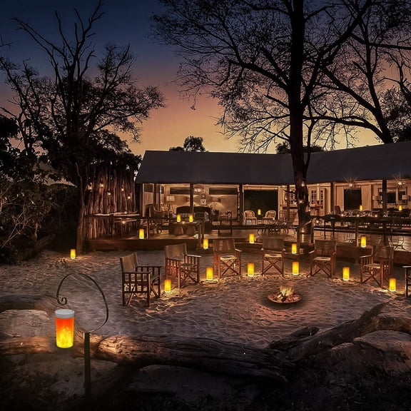 EFEMF-LED Flame Effect Light, USB Rechargeable Flame Candle Waterproof Dimmable 4 Modes Lantern with Gravity Sensing Effect & Magnetic Base, for Halloween, Room, Party, Bar Decor