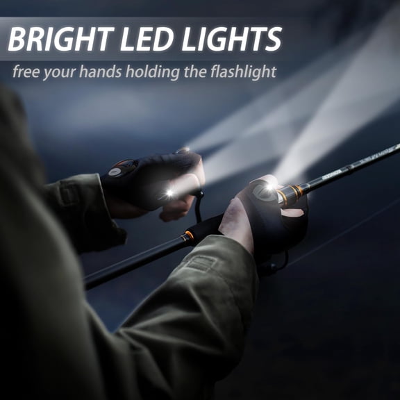 EFEMF-LED Flashlight Gloves,Gifts for Men Dad Him, Father's Day Gifts for Dad Him Husband, Cool Gadget Hands-Free Lights Tools for Fishing Camping Repairing, 1 Pair Black