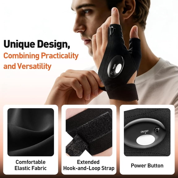 EFEMF-LED Flashlight Gloves, Valentines Day Gifts for Him Men, Mens Valentines Gifts for Dad, Him, Husband, Boyfriend, Birthday Gift for Men, Unique Dad Gift Cool Gadgets Stuff