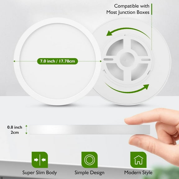 EFEMF-LED Flush Mount Ceiling Light Fixture, 100W Equivalent Modern Kitchen Recessed Ceiling Lamp 5000K Daylight White 15W 1200Lm 7 Inch Closet Round Surface Mount for Bathroom Laundry Bedroom Hallwa