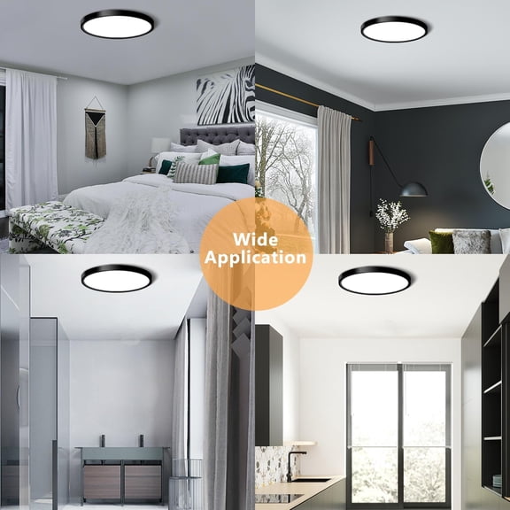 EFEMF-LED Flush Mount Ceiling Light Fixture, 12Inch 24W Led Ceiling Light 5000K 2300LM Ultra Thin Flat Surface Panel Light Low Profile Ceiling Light for Bedroom Kitchen Bathroom Garage Living Room