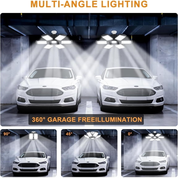 EFEMF-LED Garage Lights Bulb 200W 15000LM 6500K Led Shop Light with 6 Plus 1 Deformable Panels Basement Barn Ceiling Lights for E26/E27