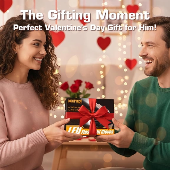 EFEMF-LED Gloves, Flashlight Glove, Best Men Valentine's Gifts for Husband Boyfriend Him, Cool Gadgets Unique Gift for Fishing, Hunting, Camping, Techies, Mechanic