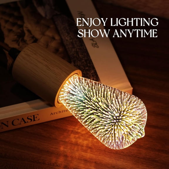 EFEMF-LED Light Bulb 3D Fireworks Decorative Glass ST19 Bulb, E26 Base, 4W, AC100-240V, Soft Warm Light, Romantic Decor for Home, Bedroom, Party
