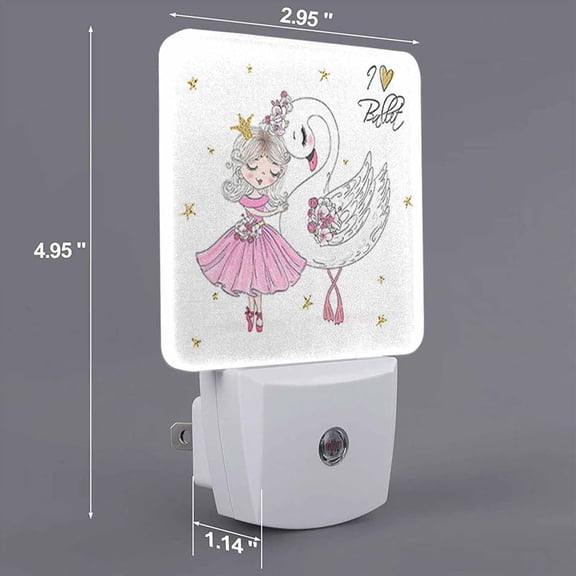 EFEMF-LED Night Light,Ballerina Girl with Swan LED Night Light Plug into Wall with Dusk to Dawn Light Sensor White Energy Efficient Nightlight for Bedroom Bathroom Hallway Living Room Kitchen