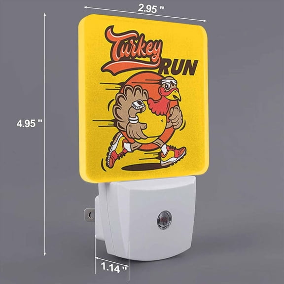 EFEMF-LED Night Light Plug into Wall with Dusk to Dawn Light Sensor White Energy Efficient Funky Turkey Run Nightlight for Bedroom Bathroom Hallway Living Room Kitchen