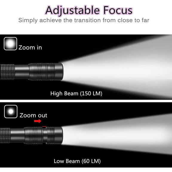 EFEMF-LED Pen Light Zoomable, 3 Modes Battery Rechargeable Flashlight, Waterproof Slim Perfect for Emergency, Inspection, Repair