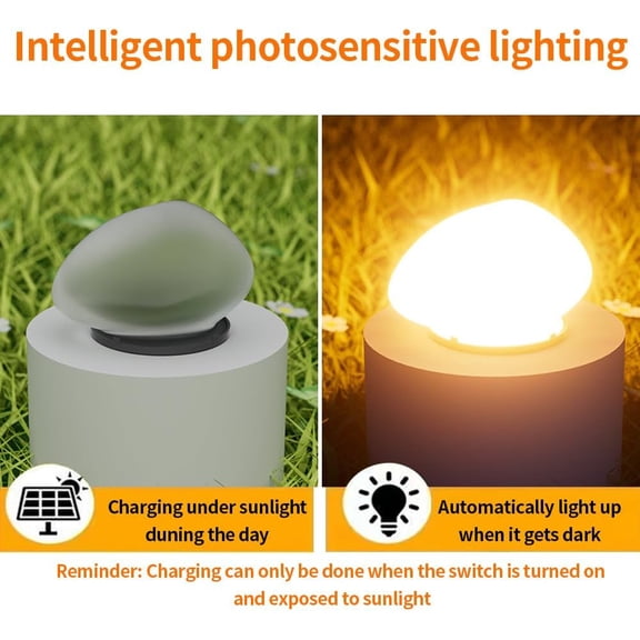 EFEMF-LED Solar Powered Goose Warm Stone Lights, Warm Light Outdoor Courtyard Decorative Tile Stone Lights Wireless Twilight to Dawn Waterproof Garden Road Landscape Lamp.