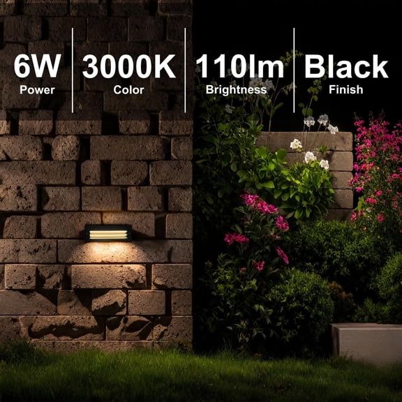 EFEMF-LED Step Lights Outdoor Indoor 120V, 10Inch Landscape Pathway Stair Lights 6W, 3000K Non-dimmable IP65 Waterproof Staircase Light, Deck Lighting, Retaining Wall Lights