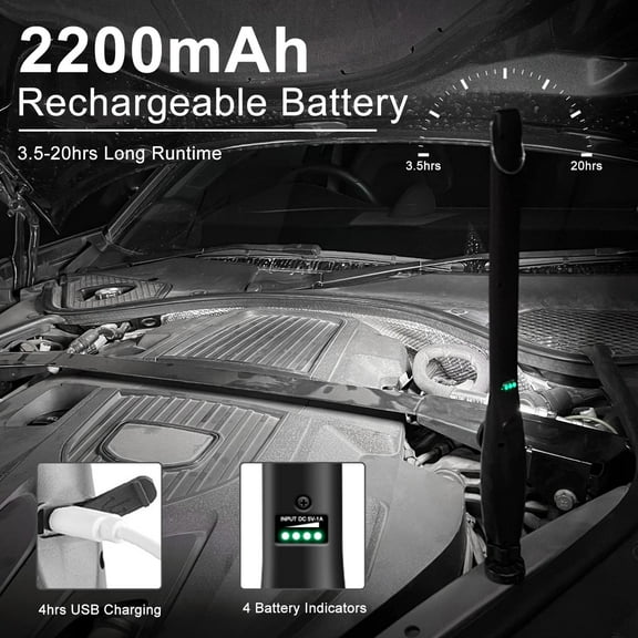 EFEMF-LED Work Light, 2200mAh Rechargeable 600LM Dimmable COB Worklight, Portable Trouble Inspection Lamp w/Magnetic Base Hook Luminous Tubes for Car Repair Garage Emergency Outdoor Camping