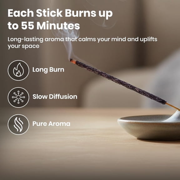 EFEMF-Lavender Incense Sticks for Calming (48 Scent Sticks) | with Real Herbs | Long-Lasting 55-Minute Burn | Natural Essential Oils | Perfect for Meditation, Relaxation & Improves Sleep