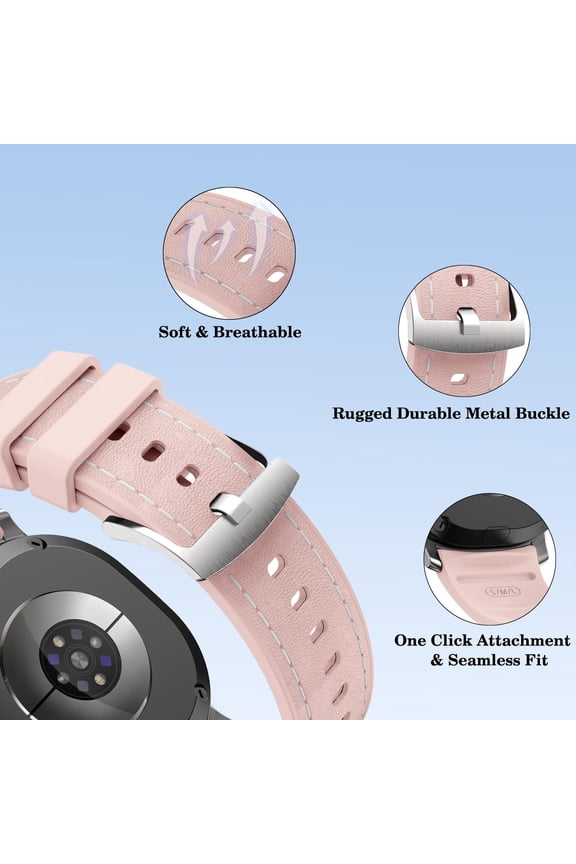 -Leather Band Compatible with Samsung Galaxy Watch 8 40mm 44mm Bands, No Gap Soft Strap Galaxy Watch 8 Classic 46mm (2025) for Men Women