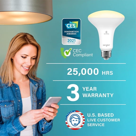 EFEMF-Light Bulb, BR30, S1 Smart Flood Light Bulb that Work with Alexa, Dimmable Led Lights, E26, Warm Light Bulbs, 65W Equivalent, No Hub Required, Soft White (2700k), 1-Pack