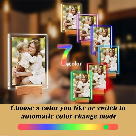 EFEMF-Light up Picture Frame 5x7, Color-Changing Led Picture Frame, Love Photo Frames for Couple, Cute Picture Lamp Decor for Family