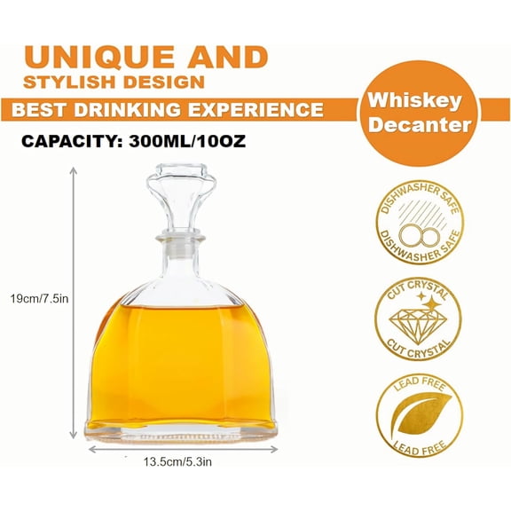 EFEMF-Liquor Decanter, Lead-Free Glass Decanter with Airtight Stopper,Whiskey Vodka Bourbon Wine Alcohol Spirits Decanter for Home, Bar, Gift, Party Decor (Rhombus bottle)