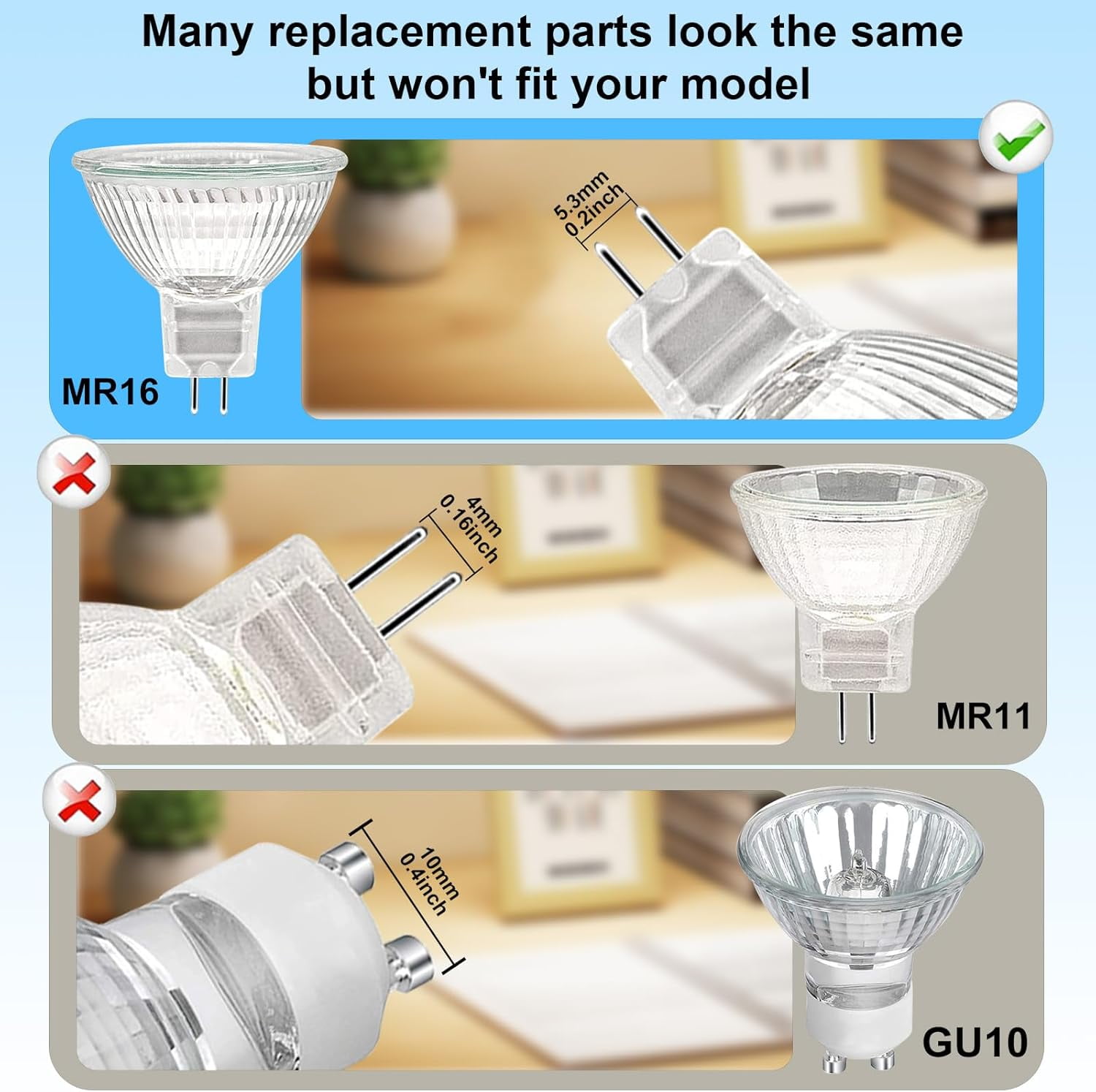 EFEMF-MR16 Halogen Light Bulb 2 pin 50W 12V, High Output GU5.3 Base for ...
