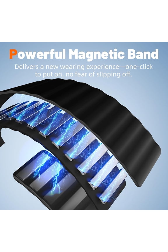 -Magnetic Band Compatible with Samsung Galaxy Watch 7 6 5 4 FE 40mm 44mm, for Galaxy Watch 6 4 Classic 43mm 47mm 42mm 46mm/Watch 5 Pro 45mm Band, 20mm Sport Silicone Band for Men & Women, Wave D