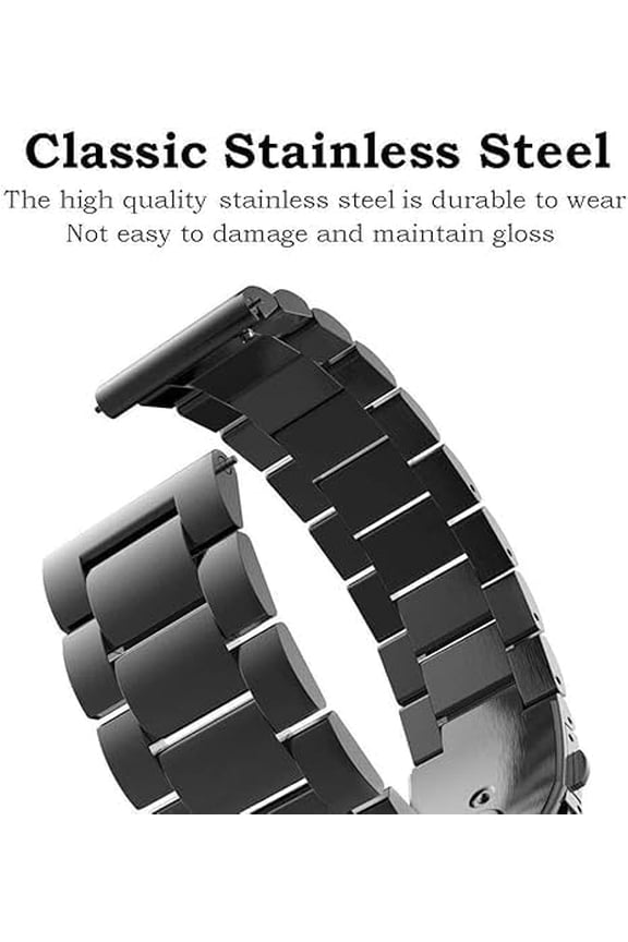 -Metal Band for Garmin Vivoactive 6/5/3, Forerunner 55/165/570 42mm, Venu/Venu Sq/2 Plus, 20mm Women Men Solid Strap Stainless Steel Bracelet for Vivomove Sport/Trend/Luxe, Approach S12/S50