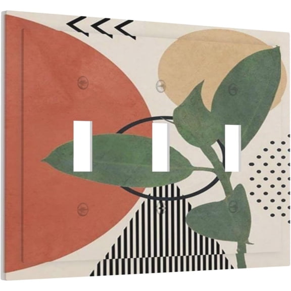 EFEMF-Mid Century Morden Boho 3 Gang Light Switch Cover Decorative Triple Toggle Wall Plate Electrical Switchplate Faceplate for Bathroom Kitchen Home Decor