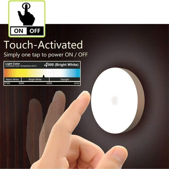 EFEMF-Mini Touch Light, Rechargeable Battery Operated Closet Lights Wardrobe Lights, Magnetic Stick-on Anywhere LED Night Light, Wireless Under Cabinet Lighting, Dimmable Tap Push Light Lamp