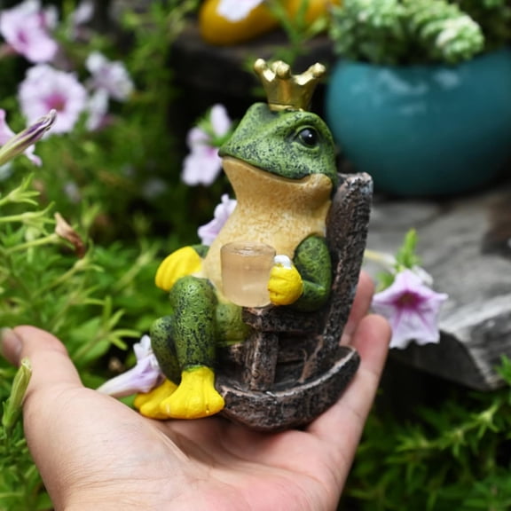 EFEMF-Miniature Frog Garden Statue with Solar Light Home Decor Fairy Garden Accessories Frog Decor for Patio, Balcony, Yard, Lawn Bedroom 2.3"x3.3"x5"