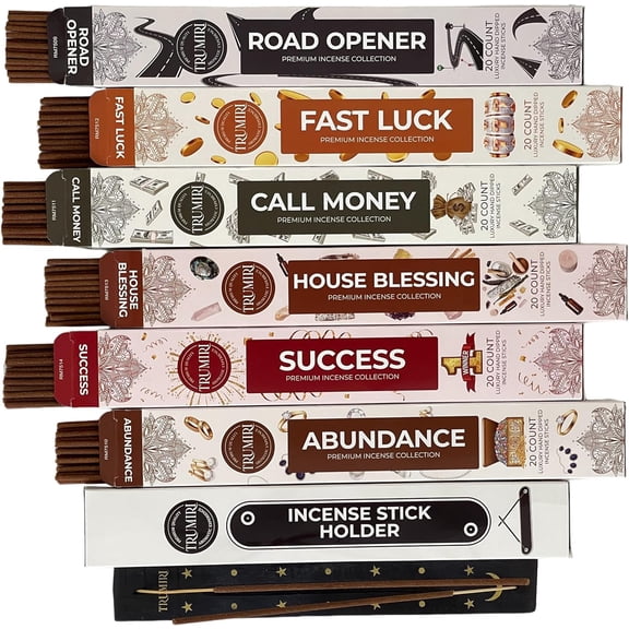 EFEMF-Money Incense Sticks - Total 120 Insence-Sticks (20 Inscents x 6 Insense) Inciensos Aromaticos para La Casa Incents to Attract Money Luck Success Abundance Blessing Road Opener + Incense Holder