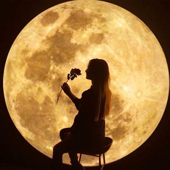 EFEMF-Moon Lamp Projector Night Light, 360 Rotatable Moon Lamp USB Powered Lighting with Bracket,Mood Light Photography Romantic Atmosphere Lamp for Selfie Backgroun Bedroom Decor Moon Fantasy Lover