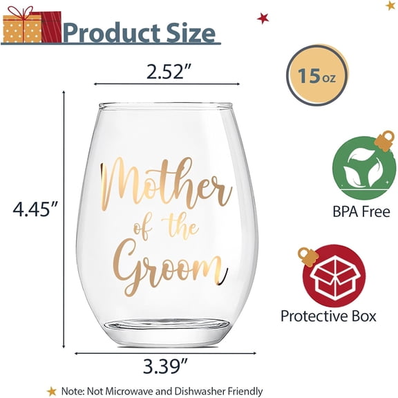 EFEMF-Mother of the Groom Gifts,Wedding Gfits,Bridal Shower Gifts,Wedding Decorations,Wine Glass 15 Oz