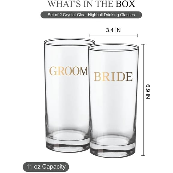 EFEMF-Mr and Mrs Glasses,Wedding Glasses for Bride and Groom, Hubby & Wifey Engagement Gifts for Couples.