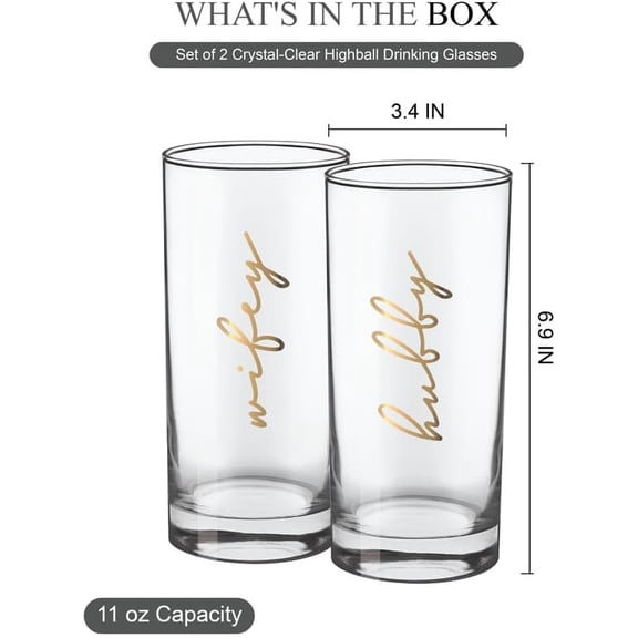 EFEMF-Mr and Mrs Glasses,Wedding Glasses for Bride and Groom, Hubby & Wifey Engagement Gifts for Couples.