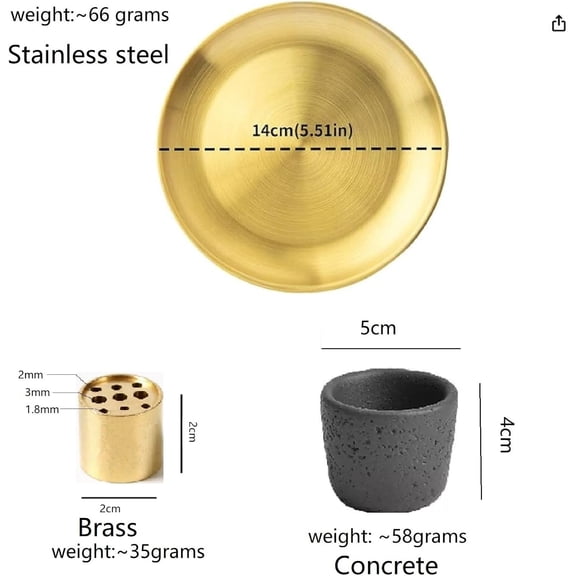 EFEMF-Multiple Function Incense Burner for Burning Palo Santo,Sage, Handcrafted Moon Surface Concrete Burner,Brass Incense Sticks & Cones Holder Steel Ash Catcher Yoga Meditation Gift Home Decor