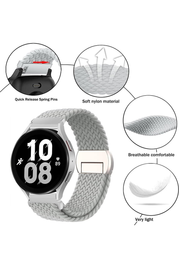 -Nylon Braided Watch Band for 18mm 19mm 20mm 22mm, Elastic Round Buckle Band Replacement Quick Release for Women Men