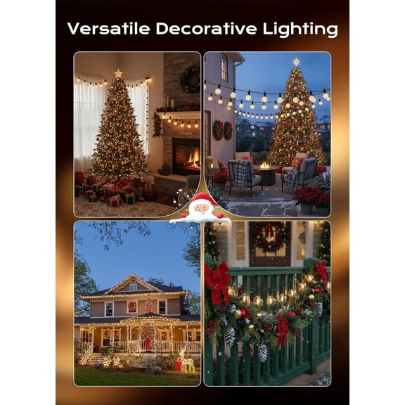 EFEMF-Outdoor String Lights, 50FT 25 G40 Bulbs Shatterproof Patio Lights, IP65 Waterproof Dimmable Hanging Connectable Globe LED Outdoor Lights for Backyard, Bistro, Porch, Deck, Balcony