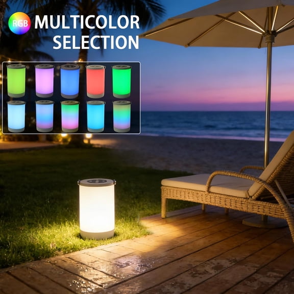 EFEMF-Outdoor Waterproof Hanging Table Lantern, RGB Rechargeable Hanging Lamps Camping Lights, Shower Waterproof RGB Colorchanging Lanterns Dimmable Soft Warm Night Light for Lawn, Pool, Garden, Bar