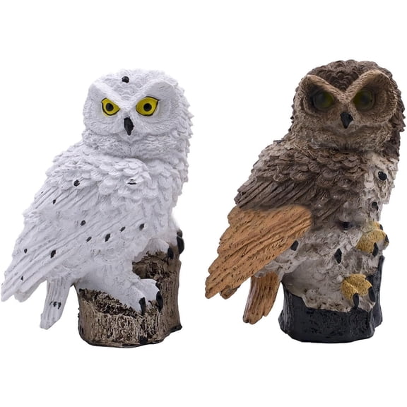 EFEMF-Owl Figure Solar LED Lights, Resin Garden Waterproof owl Figurine with Stake for Outdoor Yard Pathway. (Brown)