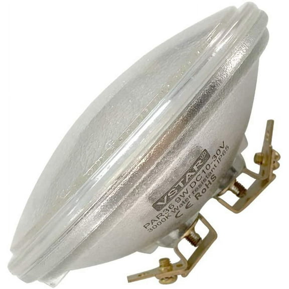 EFEMF-PAR36 LED Bulb 9W 10-30V DC 3000K Warm White,with Lenses,High Concentration,Lighting installations for Vehicles,Super Bright LED Bulb(9W-38deg)