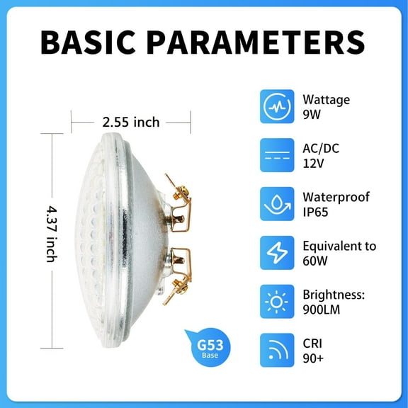 EFEMF-PAR36 LED Landscape Bulb 9W 3000K Warm White, PAR36 LED Bulb AC/DC12V, 900Lumens 60W Halogen Equivalent (1 Pack)