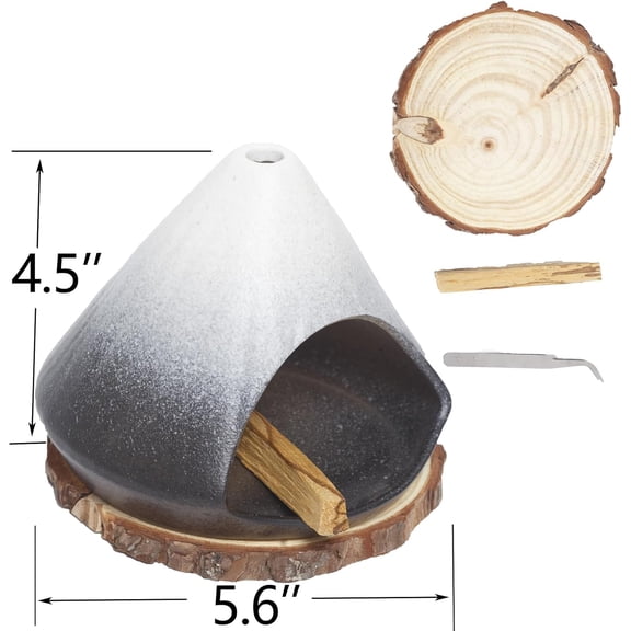 EFEMF-Palo Santo Burner, Palo Santo Holder, Smudge Pot, Charcoal Bakhoor, Sage, Meditation Decor (Black)
