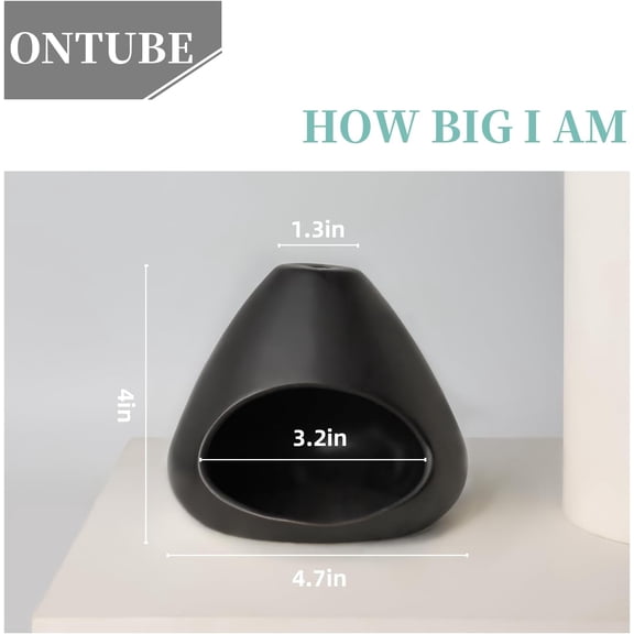 EFEMF-Palo Santo Holder, Modern Incense Burner, Ceramic Smudge Bowl for Yoga, Meditation and Energy Cleansing, Meditation Zen Decor for Home Office (Black)