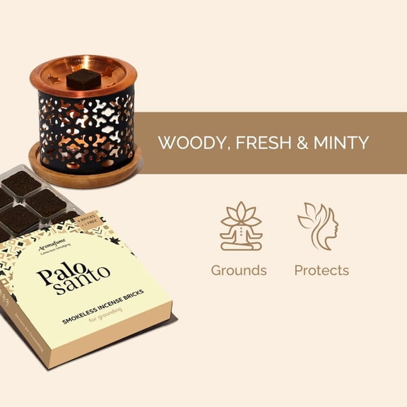 EFEMF-Palo Santo Incense Bricks (2 Trays x 9 Pieces Each) with Snowflake Exotic Incense Diffuser | Ideal for deepened Spirituality, Meditation, Purification, Relaxation, Healing & Rituals