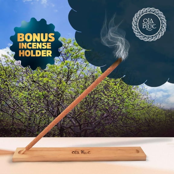 EFEMF-Palo Santo Incense Sticks (12 Pack) and Holder from Peru Premium Authentic - Handmade & Hand Rolled - Cleansing Bad Energy (Incense Sticks)