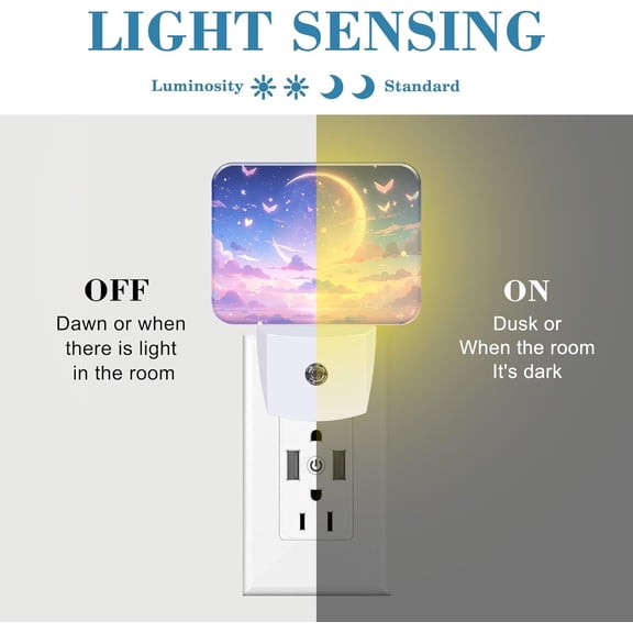 EFEMF-Pink Dream Starry Sky Night Light, Pink Moon Nightlight Plug into Wall with Dusk to Dawn Sensor for Kid Girls Boys Women Men Bedroom, Hallway, Kitchen, Bathroom, Stairs Decor