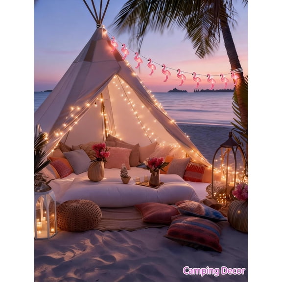 EFEMF-Pink Flamingo Outdoor String Lights, 8.5Ft Summer Patio String Lights, Outdoor Party Lights for Bedroom Birthday Wedding Holiday Summer Themed, Tropical Party Dcor, Flamingo Decoration