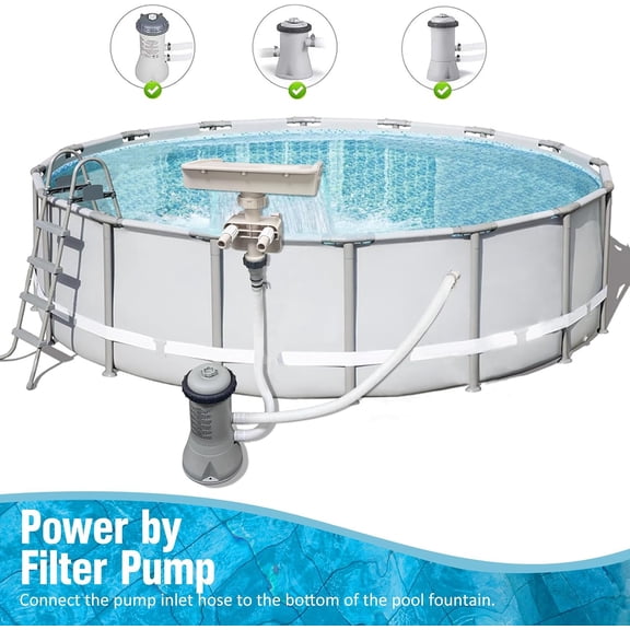 EFEMF-Pool Fountain for Above Ground Pools, Swimming Pool Waterfall Fountain, Smooth Flowing Pool Waterfall for Relaxation, Fits 1.2" to 4.7" Above-Ground Pool Frames