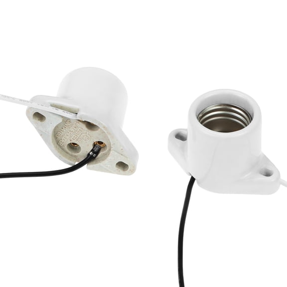 EFEMF-Porcelain Lamp Holder Socket, 4 Pack - Keyless E26 Base, 600VAC/660W, Includes 15cm #18 AWG Wire - Compatible with Incandescent, LED, Halogen, CFL Bulbs