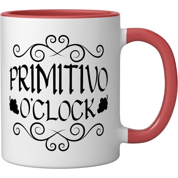 EFEMF-Primitivo Wine Lover Vine Glass Alcohol Drinking Wineaholic Ceramic Mug, Red/White