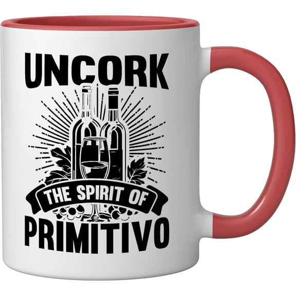 EFEMF-Primitivo Wine Lover Vine Glass Alcohol Drinking Wineaholic Ceramic Mug, Red/White