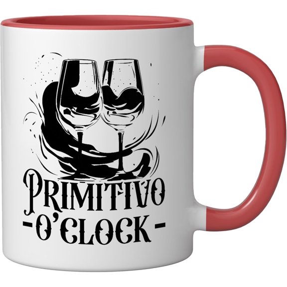 EFEMF-Primitivo Wine Lover Vine Glass Alcohol Drinking Wineaholic Ceramic Mug, Red/White