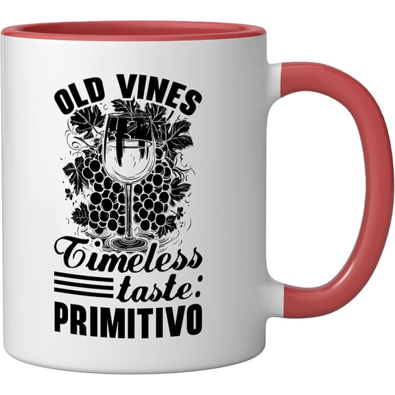 EFEMF-Primitivo Wine Lover Vine Glass Alcohol Drinking Wineaholic Ceramic Mug, Red/White
